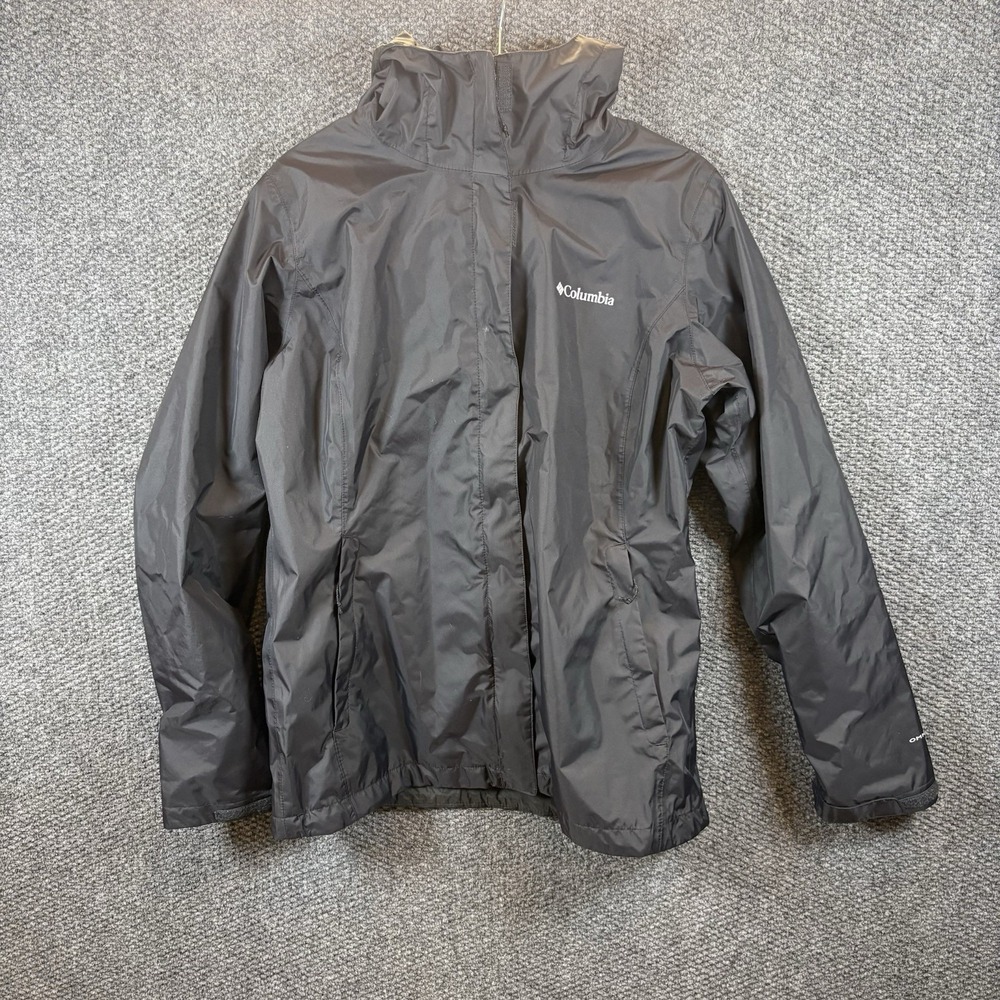 Columbia Jacket Womens Medium Black Mesh Lined Omni Tech Windbreaker Hoodie